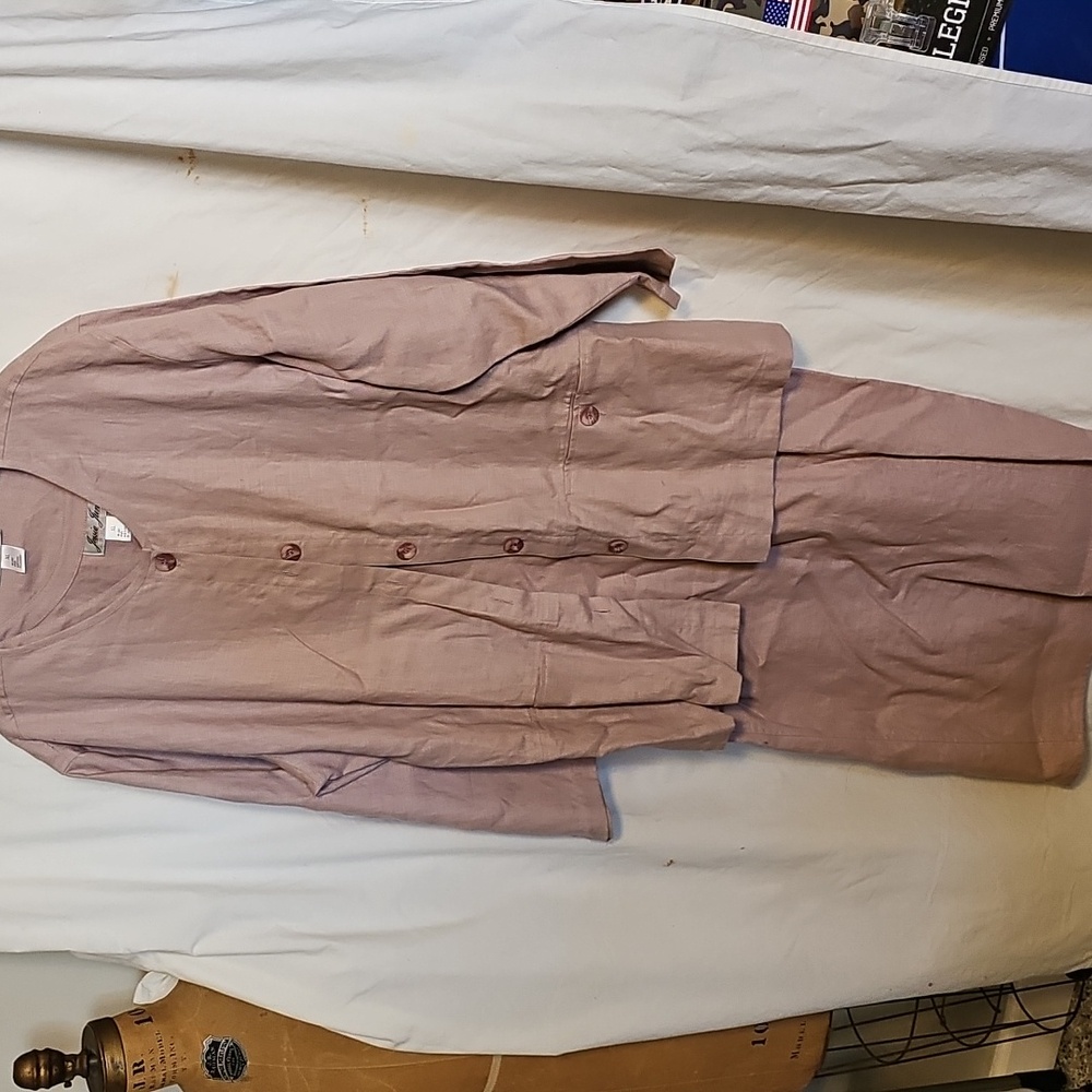 Dress with Jacket by Jessie June. Size XL. 100% linen. Light Mauve Pinkish color